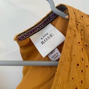 Knox Rose Mustard Yellow Patterned Dress - Size: XS